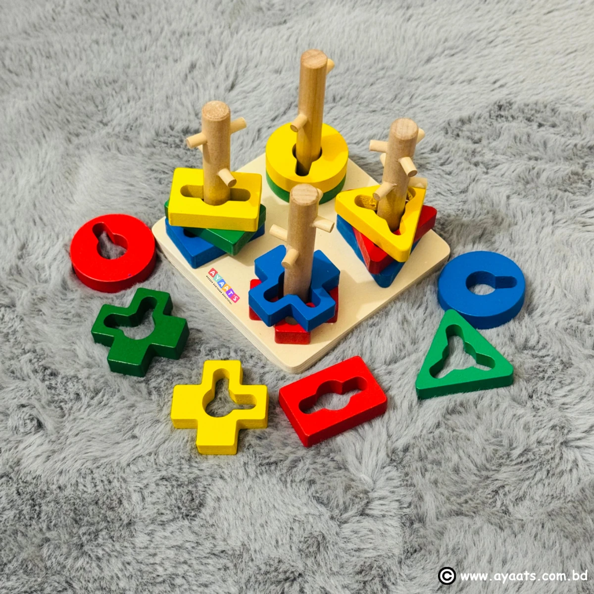 4 Column Wooden Puzzle Tower