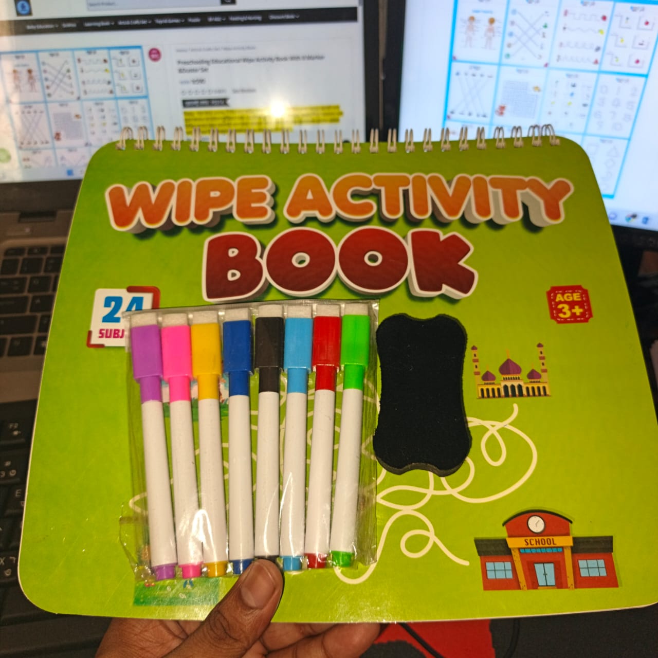 Preschooling Educational Wipe Activity Book With 8 Marker